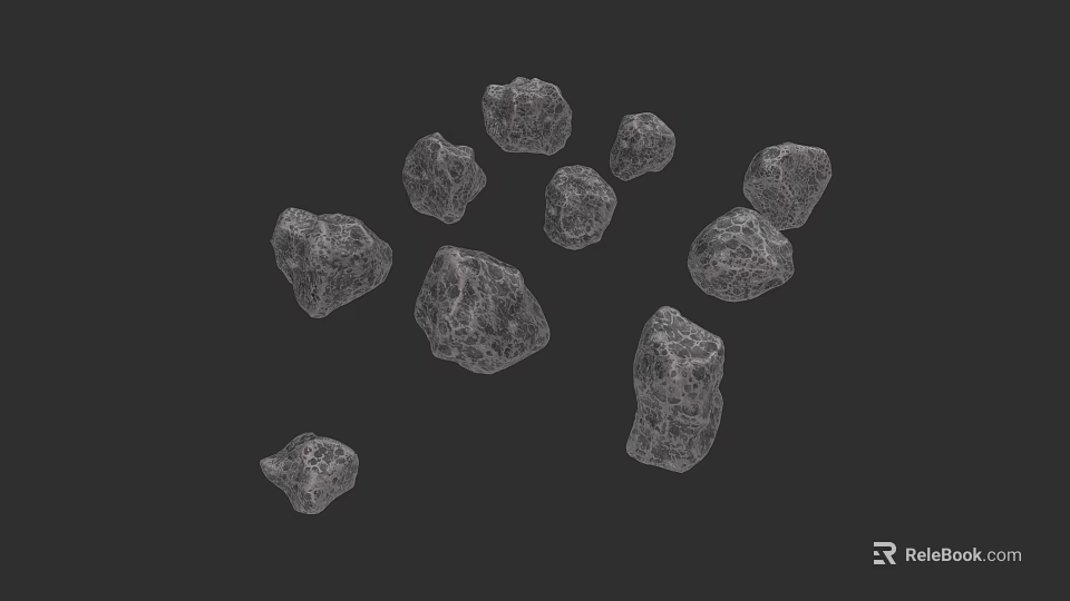 Detailed Wireframe Rendering of Cosmic Asteroids on Gray Background for Space Research 3d model 