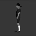 Game and Movie Character 3D Model in Black T-Shirt Black Shorts White Socks Black Hat 3d model