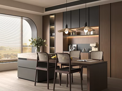 Middle Ancient Restaurant Dining Table and Chair Sideboard 3d model