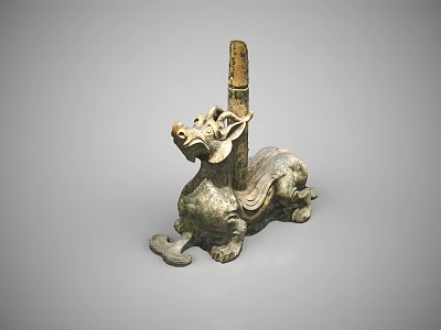Traditional Ceramic Ware in Mythical Beast Dragon Shape with Upright Cylindrical Part 3d model