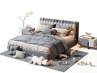 Modern Double Bed 3d model