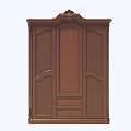 Classic Dark Brown Ornate Wardrobe With Carved Details Doors And Drawers