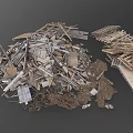 Pile of Scrap Materials Featuring Wooden Pallets Metal Fragments and Waste Pieces