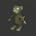 Cartoon Game Character Brown Monkey 3D Model With Big Eyes Standing Pose 3d model