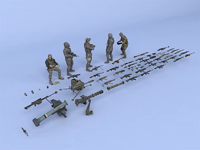 Modern Gunfight with large weapons 3d model Modern Gunfight with large weapons 3d model