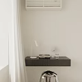 Stylish Leisure Chair in Minimalist Room with White Curtains Lamp and Black Cabinet