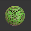Green Decorative Sphere With Intricate Maze Pattern And Smooth Surface For Home Decoration
