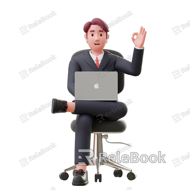 Cartoon man working man suit man model