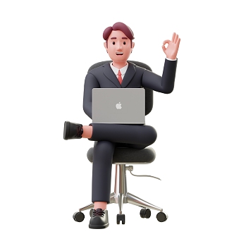 Cartoon man working man suit man 3d model