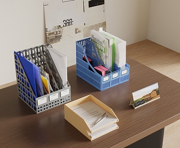 Modern Office Supplies Bookshelf Book Basket 3d model