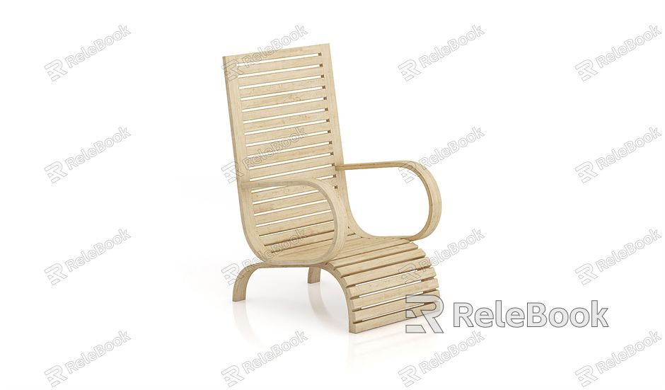 Modern Armchair Solid Wood Curved Armrest Backrest Chair model