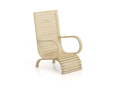 Wooden Armchair With Slatted Design And Curved Armrests For Modern Interiors 3d model