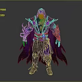 Hooded Fantasy Character With Purple Cloak Glowing Elements And Magic Staff