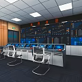 Modern monitoring room Command control room Dispatching command center Monitoring hall Command hall Office desks and chairs 3d model