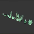 3D Grass Bush Models With Different Shapes And Colors On White Background