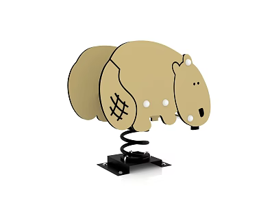 Outdoor Kids Light Brown Bear Shaped Spring Rider Playground Equipment 3d model