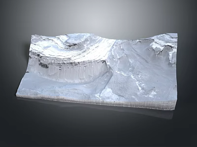 Snow Covered Mountainous Terrain With Steep Cliffs And Undulating Surface Details 3d model