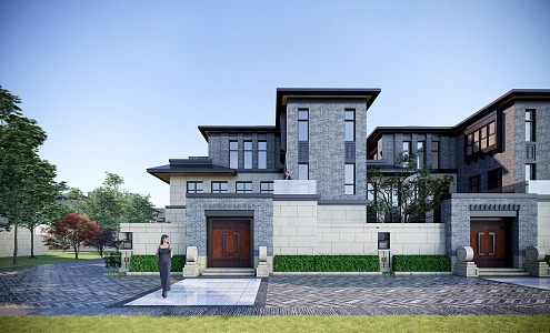 New Chinese Townhouse Residence 3d model