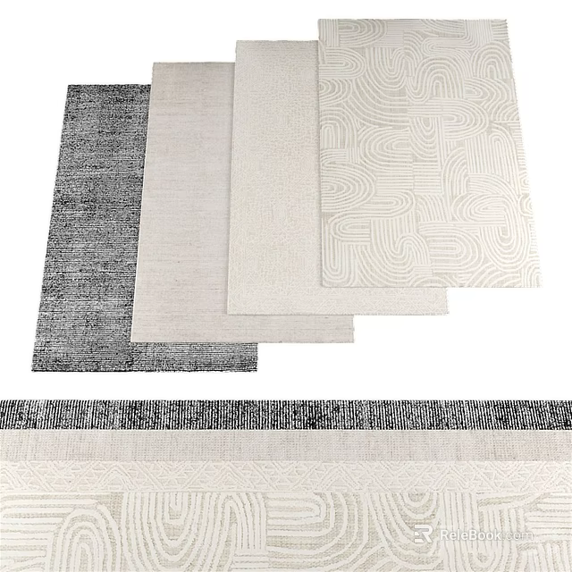 Square Rugs With Various Colors And Modern Textured Patterns For Home Decor 3d model