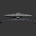Futuristic Sci Fi Spaceship With Detailed Surface And Extended Wings Design 3d model