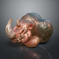 Artistic Copper Rhinoceros Sculpture With Textured Surface Decorative Home Figurine