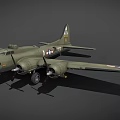 Military Fighter Jet With Four Propeller Engines And Green Camouflage Design