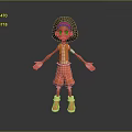 Cute Child Character In Orange Outfit And Orange Shoes With Open Arms Standing Pose