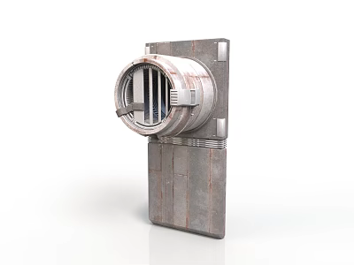 Industrial Style Mechanical Device Featuring Circular Component And Sturdy Metal Structure 3d model