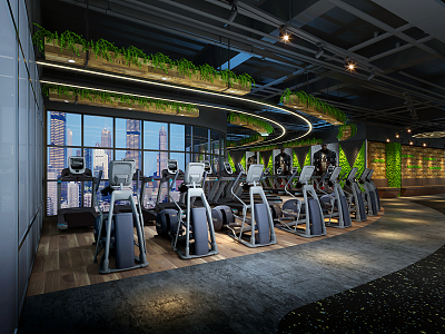 Modern Gym Aerobic Area 3d model