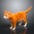 Orange Tabby Cat 3D Model Standing On Reflective Surface With Gray Background 3d model