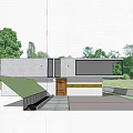Modern Detached Villa Exterior Design With Paved Driveway Black Car And Lush Greenery