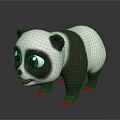 Cute 3D Cartoon Panda Character With Big Green Eyes Standing Pose Design