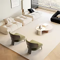 Modern Sofa Coffee Table Combination Cream Sofa 3d model