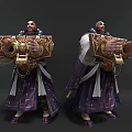 Game Film Character Bald Headed With Ornate Attire Golden Decorations Purple Robes And Chains