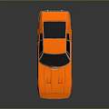 Orange Vintage Sports Car With Black Roof And Sleek Reflective Surface