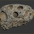 Natural Porous Stone with Irregular Holes and Gray Orange Surface Texture