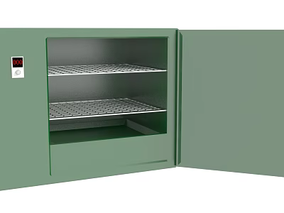 Green Built In Kitchen Appliance With Digital Display And Two Metal Shelves 3d model