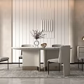 Light Luxury Dining Table and Chair Combination Dining Table and Chair Sideboard Combination 3d model