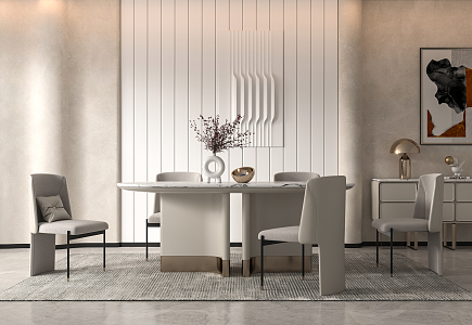 Light Luxury Dining Table and Chair Combination Dining Table and Chair Sideboard Combination 3d model