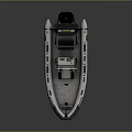Inflatable Patrol Boat With Control Console Seats And Antenna On Gray Background