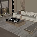 Mid-ancient style sofa coffee table combination 3d model