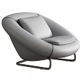 Modern Soft Curved Leather Leisure Chair With Polished Metal Base And Multiple Optional Colors
