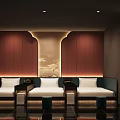 Luxurious SPA Sauna Lounge Interior With Comfortable Seating Warm Lighting And Decorative Wall Art