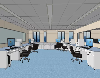 Modern public office area 3d model Modern public office area 3d model