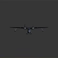 Blue Seaplane Model With Twin Wings Float Landing Gear Detailed Body And Reflection