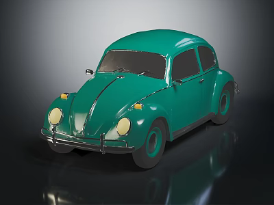 Classic Green Beetle Car With Shiny Exterior And Retro Design Elements 3d model