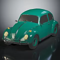 Classic Green Beetle Car With Shiny Exterior And Retro Design Elements 3d model