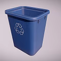 Blue Plastic Recycle Bin With White Recycling Symbol Durable Waste Container 3d model