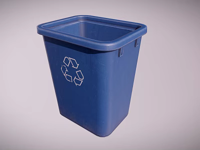 Blue Plastic Recycle Bin With White Recycling Symbol Durable Waste Container 3d model