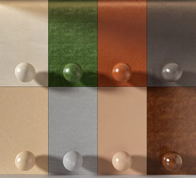 Soft Package Fabric Samples In Diverse Colors With Matching Decorative Balls 3d model